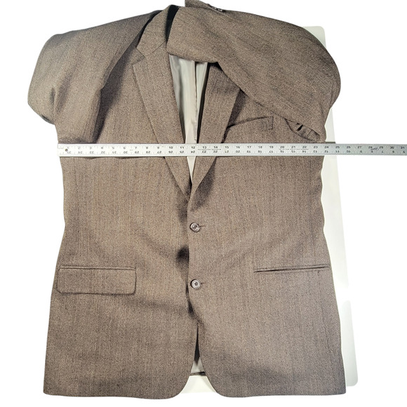 Etienne Aigner Blazer 44L Brown Herringbone Lambswool Sport Coat India Vtg - Picture 8 of 15